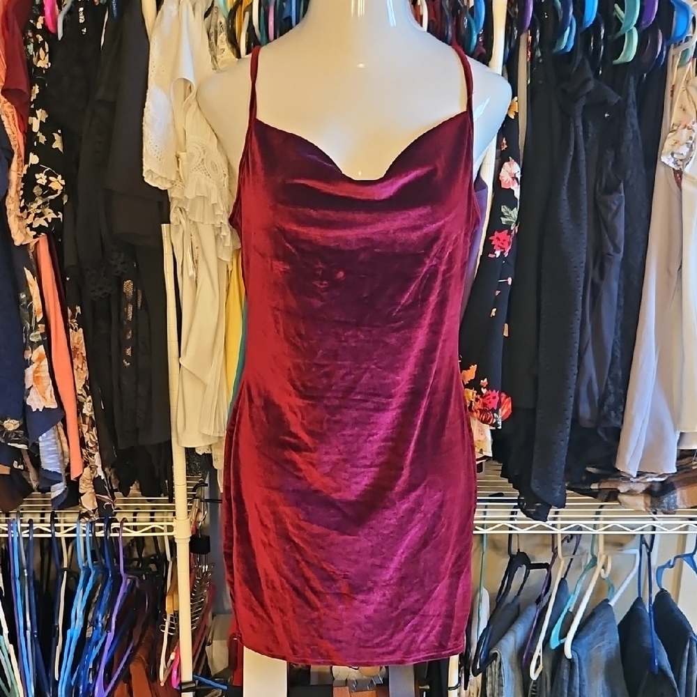 Velvet Burgundy Slip Dress